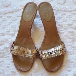 Unisa Mother of Pearl Kitten Heel Slides